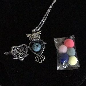 OWL with LAVA STONE and DIFFUSER BALLS NECKLACE